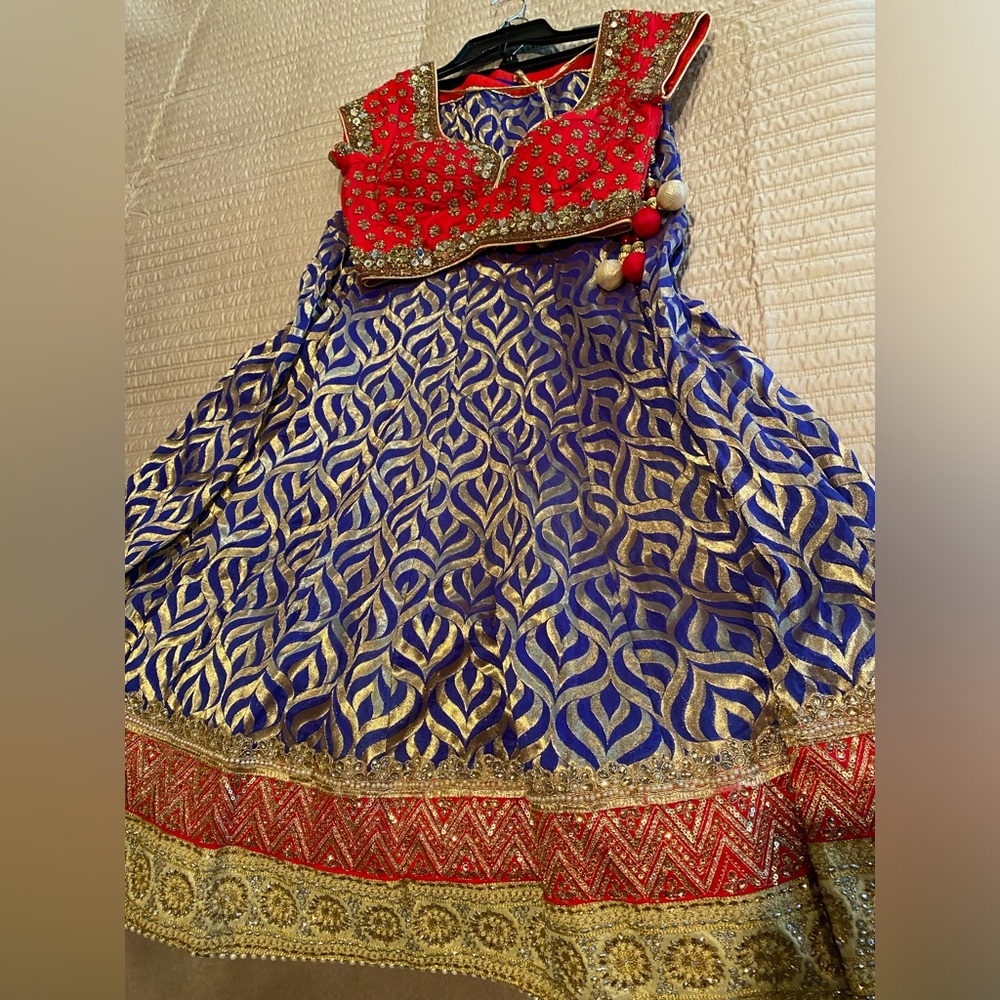Red/Blue lehenga medium